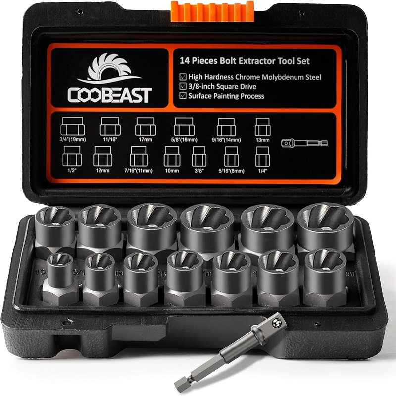 جعبه بکس حلزونی برای پیچ هرز شده COOBEAST مجموعه 14 عددی